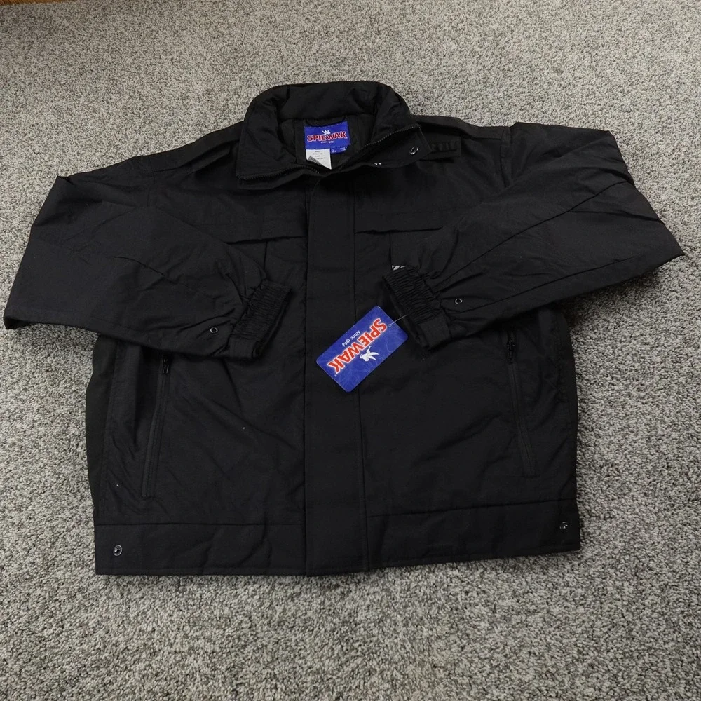 NEW Spiewak Jacket Mens L Black Duty Full Zip Waterproof Windbreaker Bomber Coat